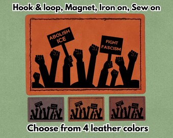 Fight Fascism Fists - PU vegan Leather Patch - Available in Magnet, Hook and Loop fastener, Iron on & Sew on