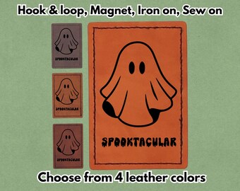 Spooktacular - Parche de cuero vegano PU - Disponible con cierre magnético, de velcro, termoadhesivo y para coser.