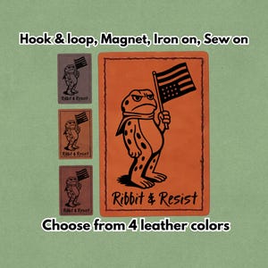 Portland Frog Ribbit or Resist - Ice Out - Lädermärke - Magnet, Kardborreband, Stryk-på och Sy-på