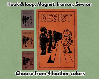 Portland Frog RESIST - PU vegan Leather Patch - Available in Magnet, Hook and Loop fastener, Iron on & Sew on