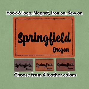 スプリングフィールド オレゴン - レザーパッチ - PNW - マグネット、フックとループ、アイロン接着、縫い付け
