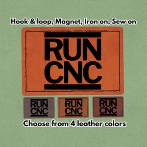 RUN CNC - Leather Patch - Magnet, Hook and Loop, Iron on and Sew on
