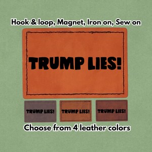Trump ljuger! - Lädermärke - Magnet, kardborreband, stryk- och sy-på