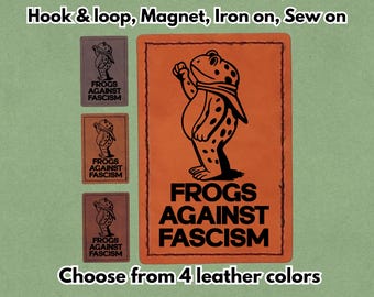 Portland Frogs Against Fascism - PU vegan Leather Patch - Available in Magnet, Hook and Loop fastener, Iron on & Sew on