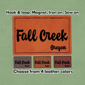 オレゴン州フォールクリーク - レザーパッチ - PNW - マグネット、フック＆ループ、アイロン接着、縫い付け