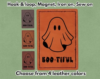 Boo-tiful - Parche de cuero vegano PU - Disponible con cierre magnético, de velcro, termoadhesivo y para coser.