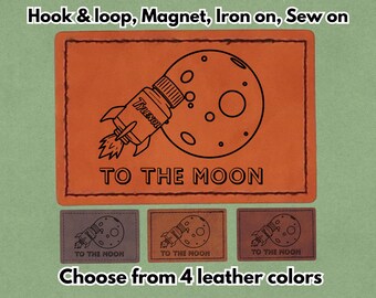 To The Moon - PU vegan Leather Patch - Available in Magnet, Hook and Loop fastener, Iron on & Sew on