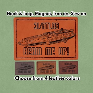 3I/ATLAS Beam Me Up - Parche de cuero - Meme Gen Alpha - Imán, gancho y bucle, plancha y cosido
