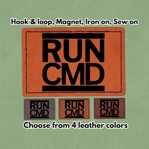 RUN CMD - Leather Patch - Magnet, Hook and Loop, Iron on and Sew on
