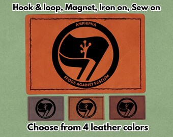 Portland Frogs Against Fascism Amphipha - PU vegan Leather Patch - Available in Magnet, Hook and Loop fastener, Iron on & Sew on