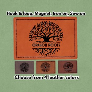 Oregon Roots - Leather Patch - PNW - Magnet, Hook and Loop, Iron on and Sew on