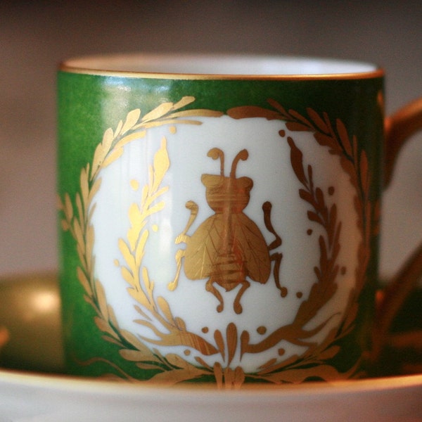 Vintage Limoges Demitasse Gold Fly Tea Cup and Saucer