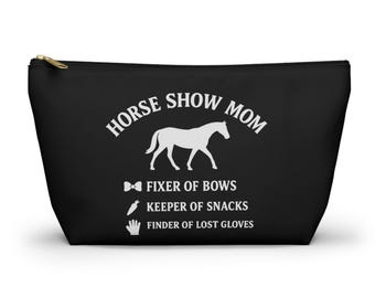 Bolsa de accesorios personalizable para mamás de concursos ecuestres con fondo en T / Organizador para mamás ecuestres