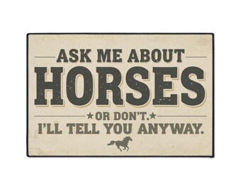 Tapete resistente para caballos con temática de caballos divertidos