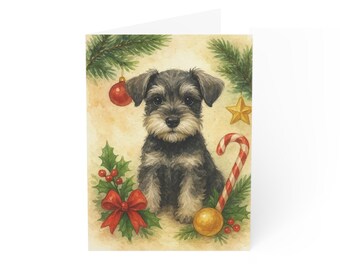 Tarjetas navideñas de Schnauzer - Tarjetas navideñas para mascotas, juego de 10