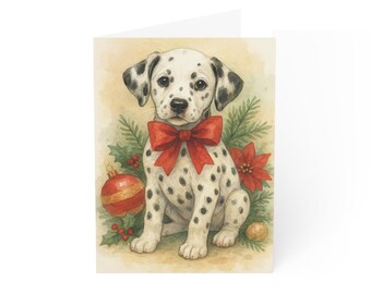 Tarjetas navideñas de dálmatas - Juego de 10 tarjetas festivas para mascotas