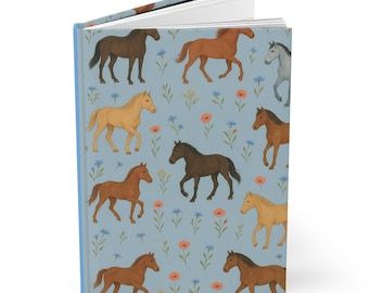 Diario de tapa dura personalizable con estampado de caballos / Tapa mate