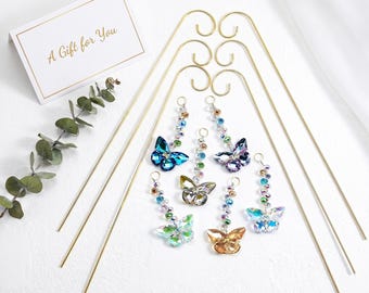 Crystal Butterfly Sun Catcher Garden Decor, Hanging Butterfly Ornament for Plant Pots, Window Light Catcher Gift