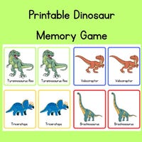 Dinosaur Memory Card Game, a Printable Jurassic Picture Matching Game ...