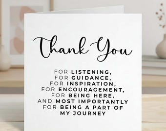 Thank You Card For Mentor, Appreciation Card For Teacher Or Friend, Supportive Guidance Thank You, Meaningful Gratitude Card