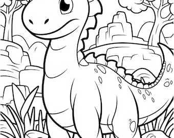 Dinosaur Coloring Book, Kids Coloring Pages, Printable Coloring Book, Digital Download, Cute Dinosaur Activity, Coloring, Fun Dinosaur PDF