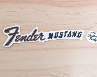 Fender Mustang HANDMADE REPRODUCED 1960's style waterslide decal. Pre-Cut