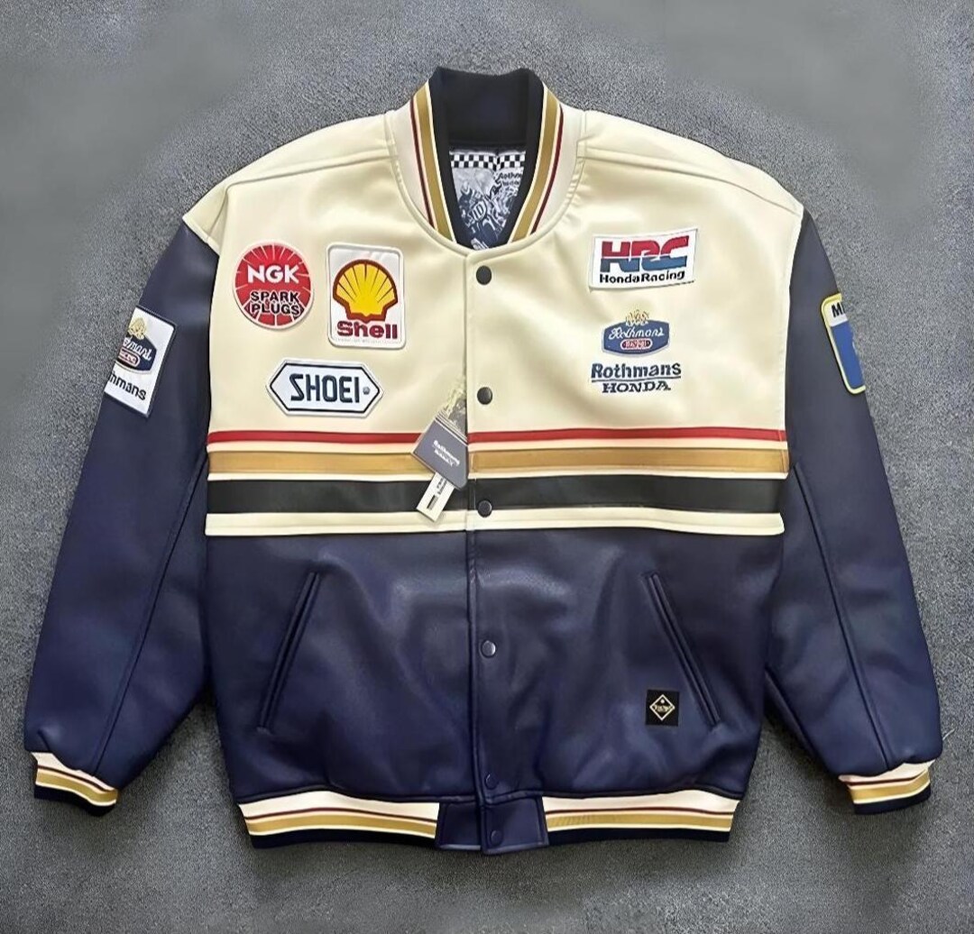 Rothmans Honda Racing Leather Jacket: Motogp Varsity Biker Style - Etsy