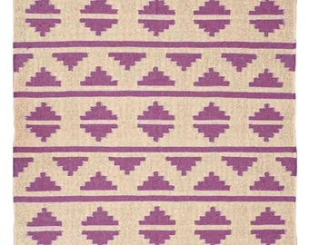 Handwoven Wool Jute Kilim Rug, Bohemian Nordic Design