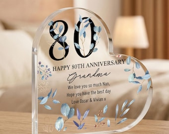 Acrylic Plaque Anniversary Gift For Grandma, Personalised Keepsake Heart Decor, Nan Birthday Memory Gift, Mother's Day Gift