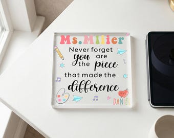 Gepersonaliseerde waardering plaquette, aangepaste naam leraar cadeau, je hebt een verschil gemaakt aandenken, bedankje eindejaar