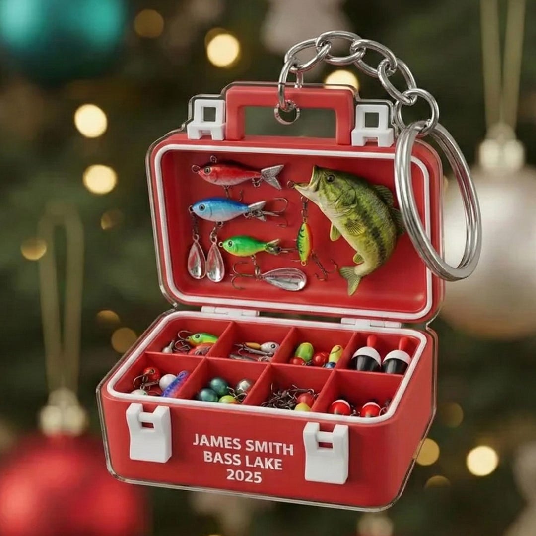 Personalized Fishing Tackle Box Acrylic Keychain for Fisherman, Dad ...