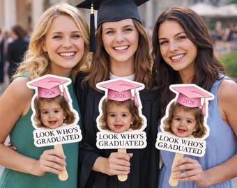 Custom Vintage Childhood Photo Graduation Fan, Personalized Graduation Gift, Class Of 2026 Senior Bestie Prop, Funny High School Graduation