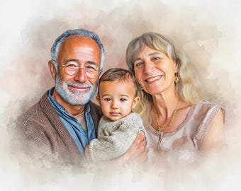 Realistic merge of different photos, add deceased loved one to photo, remove someone from picture, Family watercolor portrait, Memorial gift