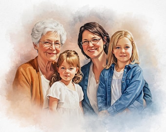 Christmas photo Gift - Custom watercolor painting - Add deceased to photo - loved one portrait- Combine Pictures- canvas- framed poster