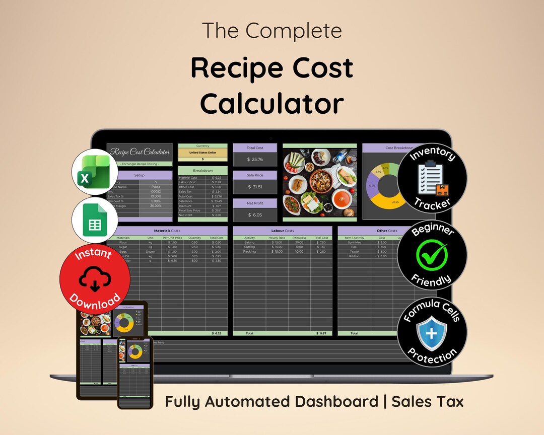 Recipe Cost Calculator | Recipe Calculator | Food Pricing Calculator ...