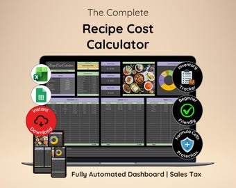 Recipe Cost Calculator | Recipe Calculator | Food Pricing Calculator | Food Costing Spreadsheet (Digital Download)