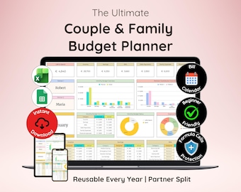 Couples Budget Spreadsheet | Family Budget Planner | Google Sheet For Shared Income & Expenses