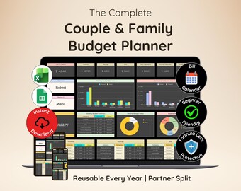 Couples Budget Spreadsheet | Family Budget Spreadsheet | Google Sheet For Shared Income & Expenses