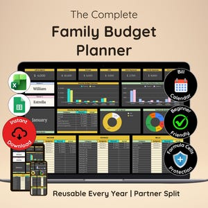 Couples Budget Spreadsheet | Family Budget Planner | Google Sheet For Shared Income & Expenses