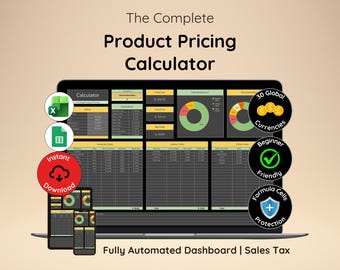 Product Pricing Calculator | Pricing Calculator Spreadsheet | Product Costing Sheet