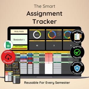 Assignment Tracker Spreadsheet | Academic Planner | Assignment Planner | Academic Spreadsheet