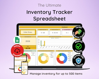 Inventory Tracker | Inventory Spreadsheet | Easy Stock Management Template