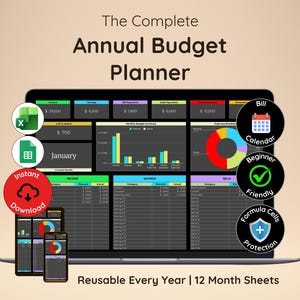 Arkusz kalkulacyjny budżetu rocznego | Najlepszy planer budżetu rocznego | Roczny budżet w programie Excel | Roczny budżet osobisty