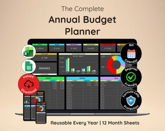 年間予算スプレッドシート | 究極の年間予算プランナー | Excel 年間予算 | 個人向け年間予算