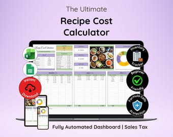 Recipe Cost Calculator | Recipe Calculator | Food Pricing Calculator | Food Costing Spreadsheet (Digital Download)