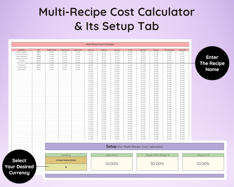 Recipe Cost Calculator | Recipe Calculator | Food Pricing Calculator ...