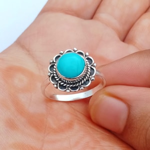 Handmade Turquoise Ring: 925 Sterling Silver Antique Design