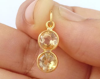 Dainty 18k Gold Citrine Pendant: Handmade Charm