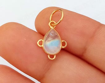 18k gouden regenboogmaansteenbedel: handgemaakte hanger
