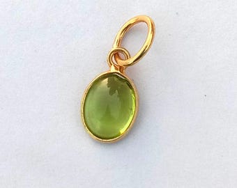 Handmade 18k Gold Prehnite Charm Pendant: Natural Green Gemstone